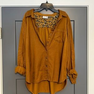 Anthropologie Bronze button down. Size 10. Fits like a Large.